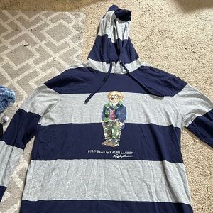Polo Ralph Lauren long sleeve hoodie shirt w/bear logo